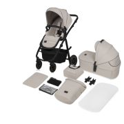 Carucior 2 in 1, Lionelo, Amber Plus, Cadru aluminiu, Cu landou intarit si salteluta moale, Reversibil, Maner ajustabil, Cu accesorii, Cu ventilatie panoramica 3D, Pana la 22 kg, EN1888-1, EN1888-2, EN1466, Bej BYNLO-AMBER_PLUS_2IN1_BEIGE_SAND