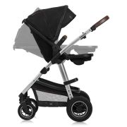 Carucior 3 in 1, Lionelo, Amber, Cadru aluminiu, Cu landou intarit si salteluta moale, Scoica auto, Reversibil, Maner ajustabil, Huse pentru picioare, ploaie, Plasa de tantar, Geanta parinti, Pana la 22 kg, EN1888-1 EN1888-2 EN1466 ECE R44/04, Negru BYNLO