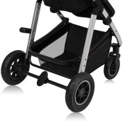 Carucior 3 in 1, Lionelo, Amber, Cadru aluminiu, Cu landou intarit si salteluta moale, Scoica auto, Reversibil, Maner ajustabil, Huse pentru picioare, ploaie, Plasa de tantar, Geanta parinti, Pana la 22 kg, EN1888-1 EN1888-2 EN1466 ECE R44/04, Negru BYNLO