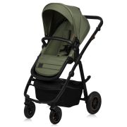 Carucior 3 in 1, Lionelo, Amber Plus, Cadru aluminiu, Cu landou intarit si salteluta moale, Cu scoica auto testata ADAC, Reversibil, Maner ajustabil, Cu accesorii, Cu ventilatie panoramica 3D, Pana la 22 kg, EN1888-1, EN1888-2, EN1466, ECE R129, Verde BYN