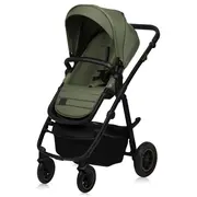 Carucior 3 in 1, Lionelo, Amber Plus, Cadru aluminiu, Cu landou intarit si salteluta moale, Cu scoica auto testata ADAC, Reversibil, Maner ajustabil, Cu accesorii, Cu ventilatie panoramica 3D, Pana la 22 kg, EN1888-1, EN1888-2, EN1466, ECE R129, Verde BYN