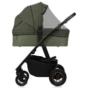 Carucior 3 in 1, Lionelo, Amber Plus, Cadru aluminiu, Cu landou intarit si salteluta moale, Cu scoica auto testata ADAC, Reversibil, Maner ajustabil, Cu accesorii, Cu ventilatie panoramica 3D, Pana la 22 kg, EN1888-1, EN1888-2, EN1466, ECE R129, Verde BYN