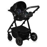 Carucior 3 in 1, Lionelo, Amber Plus, Cadru aluminiu, Cu landou intarit si salteluta moale, Cu scoica auto testata ADAC, Reversibil, Maner ajustabil, Cu accesorii, Cu ventilatie panoramica 3D, Pana la 22 kg, EN1888-1, EN1888-2, EN1466, ECE R129, Verde BYN