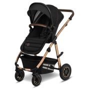 Lionelo - Carucior Amber, 2 in 1, Cadru aluminiu, Cu landou intarit si salteluta moale, Reversibil, Maner ajustabil, Huse pentru picioare, ploaie, Plasa de tantari, Geanta parinti, Pana la 22 kg, EN1888-1, EN1888-2, EN1466, Negru BYNLO-AMBER_2IN1_BLACK_ON