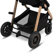 Lionelo - Carucior Amber, 2 in 1, Cadru aluminiu, Cu landou intarit si salteluta moale, Reversibil, Maner ajustabil, Huse pentru picioare, ploaie, Plasa de tantari, Geanta parinti, Pana la 22 kg, EN1888-1, EN1888-2, EN1466, Negru BYNLO-AMBER_2IN1_BLACK_ON