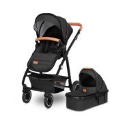 Lionelo - Carucior compact Amber, 2 in 1, Cadru din aluminiu, Cu landou intarit si salteluta moale, Reversibil, Maner ajustabil, Huse pentru picioare, Plasa de tantari, Husa de ploaie, Geanta parinti, Pana la 22 kg, Gri Inchis BYNLO-AMBER_2IN1_GREY_GRAPHI