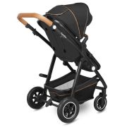Lionelo - Carucior compact Amber, 2 in 1, Cadru din aluminiu, Cu landou intarit si salteluta moale, Reversibil, Maner ajustabil, Huse pentru picioare, Plasa de tantari, Husa de ploaie, Geanta parinti, Pana la 22 kg, Gri Inchis BYNLO-AMBER_2IN1_GREY_GRAPHI