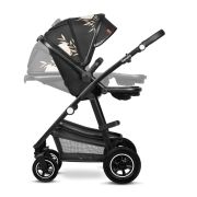 Lionelo - Carucior compact Amber Lovin, 2 in 1, Cadru din aluminiu, Cu landou intarit si salteluta moale, Scoica auto, Reversibil, Maner ajustabil, Huse pentru picioare, Plasa de tantari, Husa de ploaie, Geanta parinti, Pana la 22 kg, Negru BYNLO-AMBER_2I