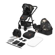 Lionelo - Carucior compact Amber Lovin, 2 in 1, Cadru din aluminiu, Cu landou intarit si salteluta moale, Scoica auto, Reversibil, Maner ajustabil, Huse pentru picioare, Plasa de tantari, Husa de ploaie, Geanta parinti, Pana la 22 kg, Negru BYNLO-AMBER_2I