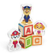 Camion cu remorca, 28 cuburi din lemn cu litere si 3 figurine paw patrol, patrula catelusilor - okemd33272