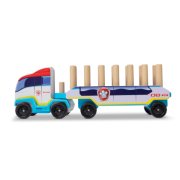 Camion cu remorca, 28 cuburi din lemn cu litere si 3 figurine paw patrol, patrula catelusilor - okemd33272