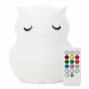 Lampa de veghe, FreeON, Silicon moale, Cu telecomanda si cablu USB, Cu 9 culori diferite si cronometru, Owl BYN84980