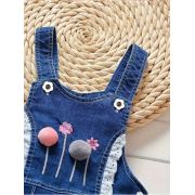 Salopeta din blugi pentru fetite cu broderie florala si fluturi mbtu14-r1