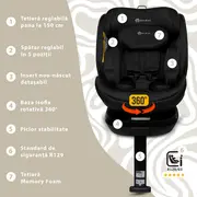 Scaun auto Appekids, I-SIZE, 40-150 cm, Rear Facing 360&deg;, Pro Confort - Black KRTAK275930