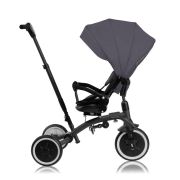 Tricicleta copii, Lionelo, Tris Plus, Ultrapliabila, Multifunctionala, Pana la 25 kg, Inclinare spatar in fata si in spate, Suport picioare, Control al directiei, Scaun reversibil, Rotire 360 grade, Conform cu EN71, 9 luni-5 ani, Gri BYNLO-TRIS_PLUS_GREY_