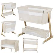 Patut co-sleeper, Lionelo, Thomi Plus, 5 in 1, Multifunctional, Sustine pana la 9 kg ca patut, 15 kg tarc de joaca, 100 kg canapea, Inaltime reglabila in 7 pozitii, De la nastere pana la 4 ani, Cu 2 saltele din spuma T25, 94x70x77-93,5 cm, Bej BYNLO-THOMI
