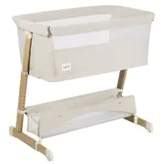 Patut co-sleeper, Lionelo, Thomi Plus, 5 in 1, Multifunctional, Sustine pana la 9 kg ca patut, 15 kg tarc de joaca, 100 kg canapea, Inaltime reglabila in 7 pozitii, De la nastere pana la 4 ani, Cu 2 saltele din spuma T25, 94x70x77-93,5 cm, Bej BYNLO-THOMI