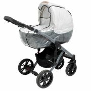 Aparatoare de ploaie, New Baby, Basic, Universala, Pentru carucior cu landou, Cu orificiu pentru un contact mai bun cu cel mic, Fara substante nocive, 100x80x40 cm, Transparent/Black BYN52632