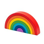 Jucarie pentru stivuire Montessori, Baby Mix, Curcubeu, Stimuleaza abilitatile motorii fine si coordonarea ochi-mana, Din lemn, 7 piese, 36 luni+ BYN57337