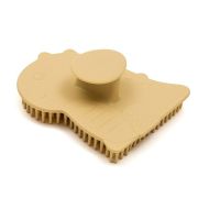 Perie de baie, New Baby, Din silicon, Cu peri moi, Maner ergonomic, Pentru pielea sensibila, 8x11 cm, 0 luni+, Dinosaur/Beige BYN56995
