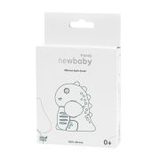 Perie de baie, New Baby, Din silicon, Cu peri moi, Maner ergonomic, Pentru pielea sensibila, 8x11 cm, 0 luni+, Dinosaur/Beige BYN56995