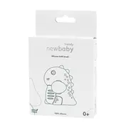 Perie de baie, New Baby, Din silicon, Cu peri moi, Maner ergonomic, Pentru pielea sensibila, 8x11 cm, 0 luni+, Dinosaur/Blue BYN56994