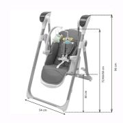 Scaun de masa 2 in 1, New Baby, Smart, Poate fi utilizat si ca leagan pentru copii, Cu telecomanda, Spatar reglabil in 4 pozitii, Cu 5 viteze de leganare, Cu melodii si jucarii, 0-36 luni, Grey BYN56307
