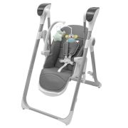 Scaun de masa 2 in 1, New Baby, Smart, Poate fi utilizat si ca leagan pentru copii, Cu telecomanda, Spatar reglabil in 4 pozitii, Cu 5 viteze de leganare, Cu melodii si jucarii, 0-36 luni, Grey BYN56307