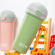 Sticla de plastic cu pai nava 380ml roz smb10-259-040