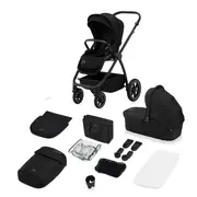 Carucior 2 in 1, Lionelo, Meril, Cu landou si scaun cu dimensiune XL, Reversibil, Cu sistem de ventilatie 3D, Cu accesorii, Pana la 22 kg, Conform cu EN1888-1 EN1888-2, EN1466, Negru BYNLO-MERIL_2IN1_BLACK_ONYX