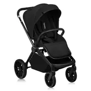 Carucior sport, Lionelo, Mika Plus, Cadru din aluminiu, Cu maner reversibil, Copertina XXL, Spatar reglabil in 3 pozitii, Cu accesorii, Pana la 22 kg, 6-48 luni; EN1888-1, EN1888-2 EN1466, Negru BYNLO-MIKA_PLUS_BLACK_ONYX