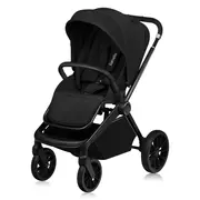 Carucior sport, Lionelo, Mika Plus, Cadru din aluminiu, Cu maner reversibil, Copertina XXL, Spatar reglabil in 3 pozitii, Cu accesorii, Pana la 22 kg, 6-48 luni; EN1888-1, EN1888-2 EN1466, Negru BYNLO-MIKA_PLUS_BLACK_ONYX