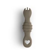 Furculita Si Lingura Babysteps   2in1, Silicon Alimentar 100%, Fara Bpa, Bps, Pvc Si Ftalati, Natural Pjbfl_nat