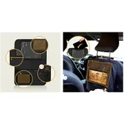 Organizator auto, Lionelo, Cu 5 buzunare de diferite dimensiuni, Cu buzunar pentru tableta, Montare cu clema, Piele ecologica, Impermeabila, Negru BYNLO-SEATORGANIZER_BLACK