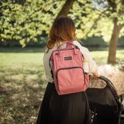 Rucsac pentru mamici, Petite&Mars, Jack, Cu 11 compartimente, Cu buzunare termice, Saltea de infasat inclusa, 30 x 42 x 15 cm, Dusty Rose BYN507820