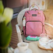Rucsac pentru mamici, Petite&Mars, Jack, Cu 11 compartimente, Cu buzunare termice, Saltea de infasat inclusa, 30 x 42 x 15 cm, Dusty Rose BYN507820