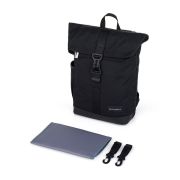 Rucsac pentru mamici, Petite&Mars, Jakob, Cu 8 compartimente, Cu buzunar termic, Saltea de infasat inclusa, 30 x 46 x 15 cm, Absolute Black BYN510832
