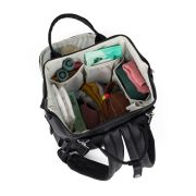 Rucsac pentru mamici, Petite&Mars, Jasper, Cu 12 compartimente, Cu buzunare termice, Saltea de infasat inclusa, 27 x 41 x 14 cm, Absolute Black BYN511832