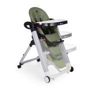 Scaun de masa, Petite&Mars, Tasty, Multifunctional, Pana la 15 kg, Reglabil pe inaltime in 7 pozitii, Spatar reglabil pana la 175 grade, Suport picioare si tavita reglabile, Cu roti, Aluminiu, Mature Olive BYN361841