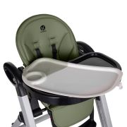 Scaun de masa, Petite&Mars, Tasty, Multifunctional, Pana la 15 kg, Reglabil pe inaltime in 7 pozitii, Spatar reglabil pana la 175 grade, Suport picioare si tavita reglabile, Cu roti, Aluminiu, Mature Olive BYN361841