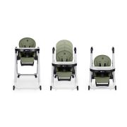 Scaun de masa, Petite&Mars, Tasty, Multifunctional, Pana la 15 kg, Reglabil pe inaltime in 7 pozitii, Spatar reglabil pana la 175 grade, Suport picioare si tavita reglabile, Cu roti, Aluminiu, Mature Olive BYN361841