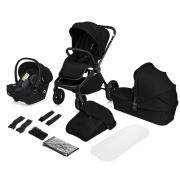 Carucior 3 in 1, Lionelo, Mika Plus, Cadru din aluminiu, Cu landou intarit si salteluta moale, Cu scoica auto testata ADAC, Reversibil, Cu sistem de ventilatie 3D, Cu accesorii, Pana la 22 kg, EN1888-1 EN1888-2 EN1466 ECE R129, Negru BYNLO-MIKA_PLUS_3IN1_