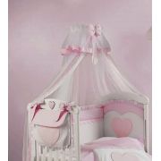 Baldachin Patut Lemn Cu Suport De Prindere Inclus Cuore Di Mamma Roz, 620x180 Cm Pjbbald_cuorerossa
