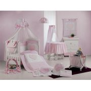 Baldachin Patut Lemn Cu Suport De Prindere Inclus Cuore Di Mamma Roz, 620x180 Cm Pjbbald_cuorerossa