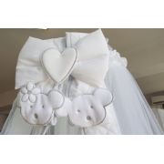 Baldachin Patut Lemn Cu Suport De Prindere Inclus Real Bears Alb, 620x180 Cm Pjbbald_realbears_white