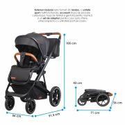 Carucior modular 2in1 c nessia diamond black+balansoar bebelusi c velio butternut smb322065360333041144