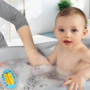 Termometru de baie pentru copii, fara mercur, fara BPA, 0+ luni, albastru, Reer 24123