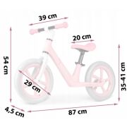 Bicicleta fara pedale pentru copii, 87 x 39 x 54 cm, roti eva, light flee nukido nk-604 - roz edeedi760404