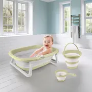 Set 3 in 1 cu cadita pliabila - verde eco