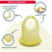 THERMOBABY Baveta pentru bebelusi cu sistem colector al hranei CITRON DNBTHE158007